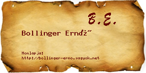 Bollinger Ernő névjegykártya